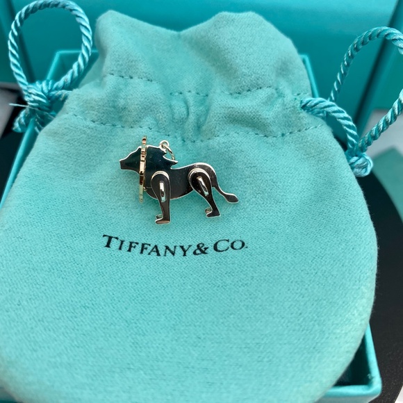 New Tiffany & Co 18k Gold Silver Save The Wild Lion Large 1” puzzle Charm - Picture 7 of 7